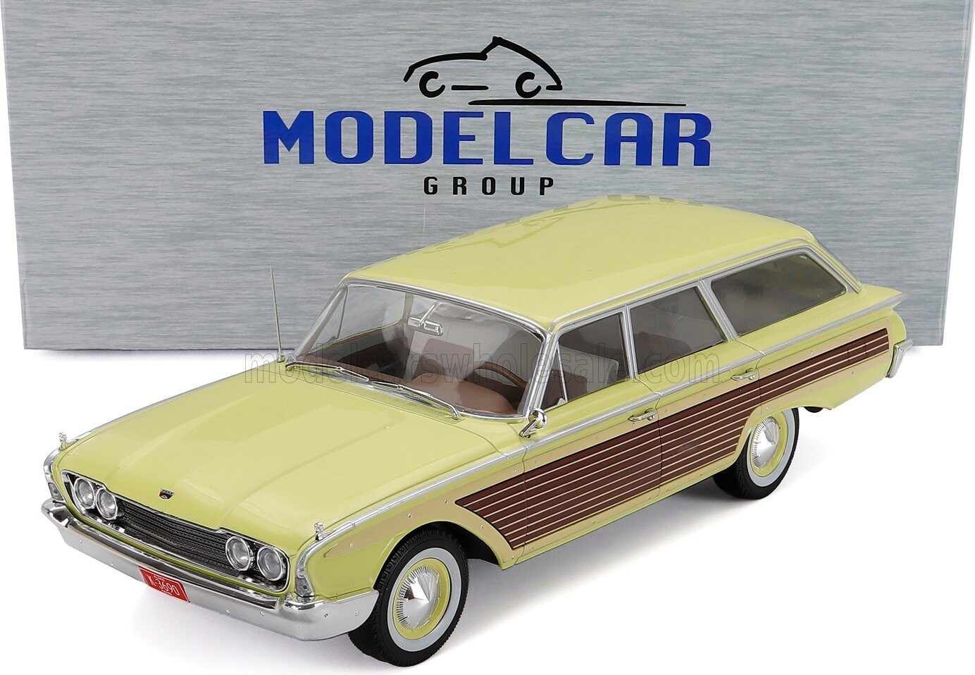 1960 Ford LTD Country Squire Station Wagon Light Yellow Wood in 1:18 scale