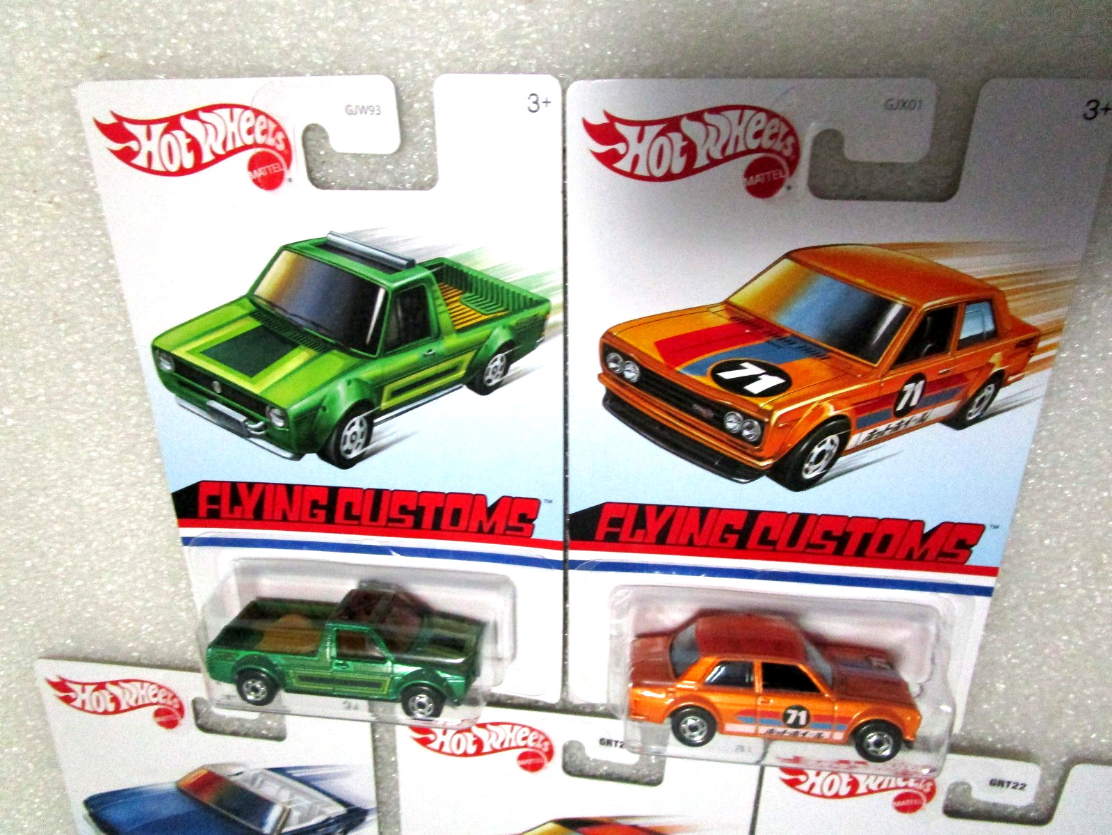 Lot of 5 Hot Wheels Flying Customs ’71 Datsun 510 ’65 Mustang ’69 Mercury Cougar