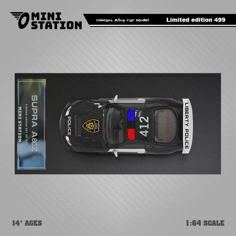 Mini Station 1:64 Supra A80Z GTA Police Car Diecast Model Car