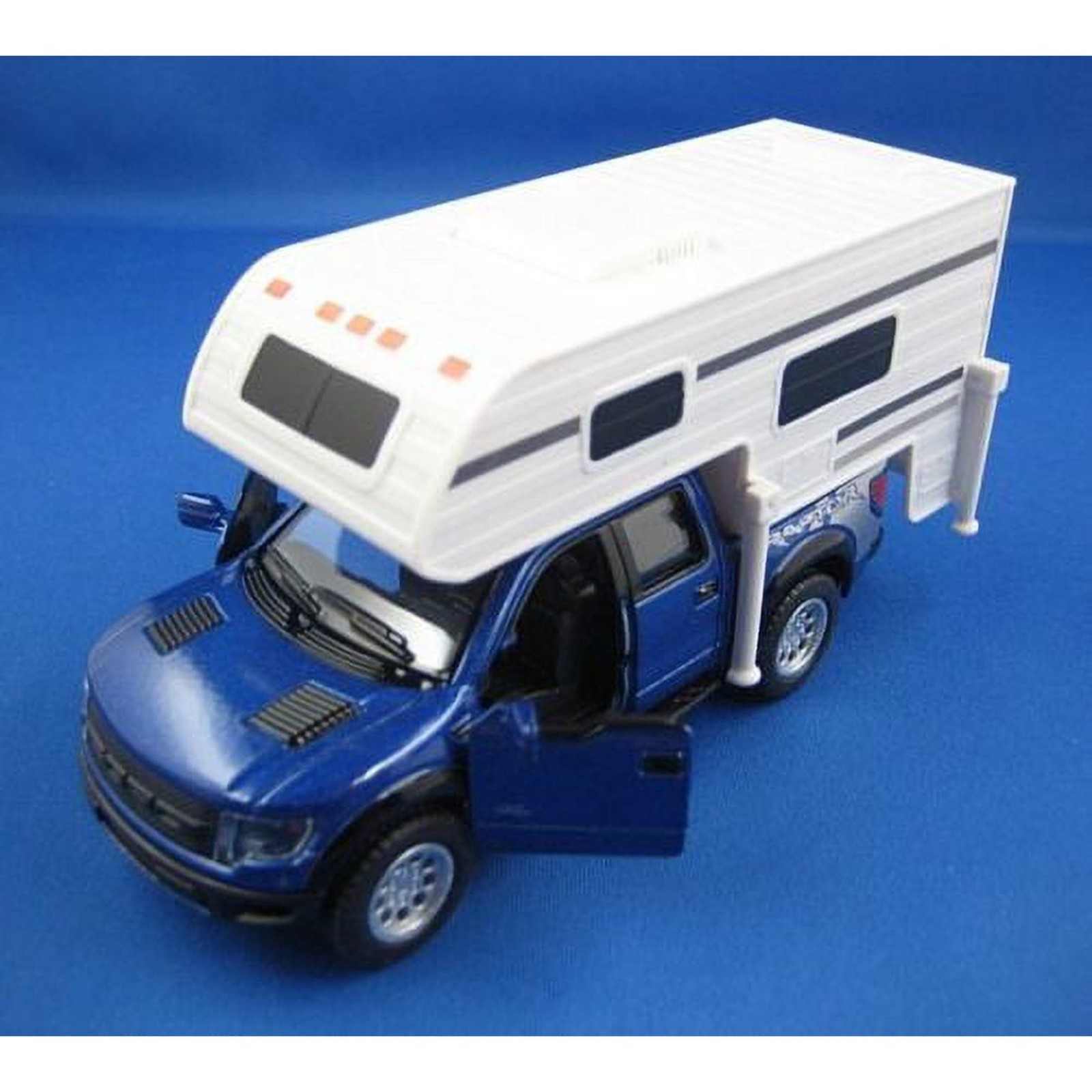 2013 Ford F-150 SVT Raptor Supercrew w/ Camper 1:46 Scale Diecast Model White 5″