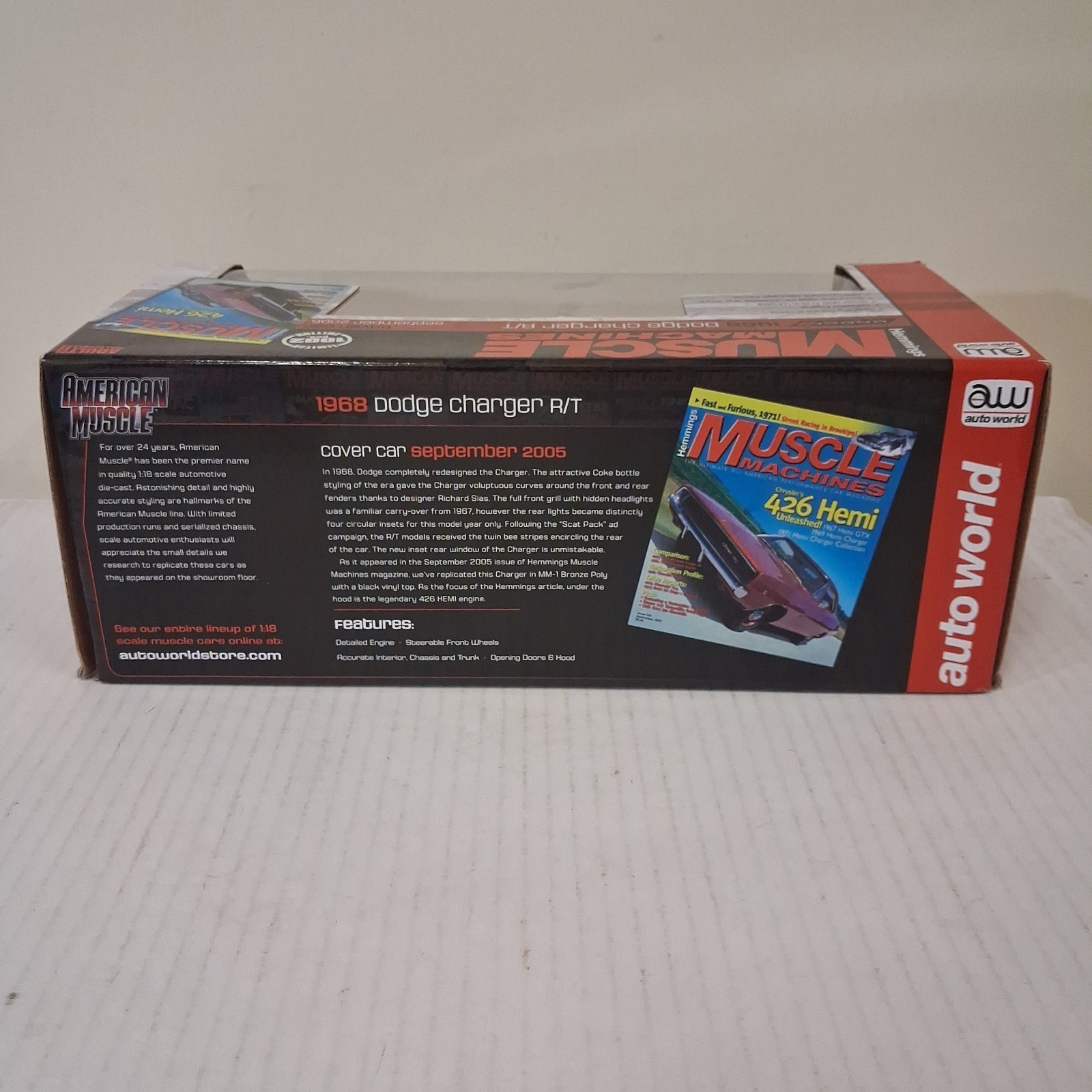AUTO WORLD 1/18 Diecast BRONZE 1968 DODGE CHARGER R/T SPECIAL 1 OF 1002 Copper