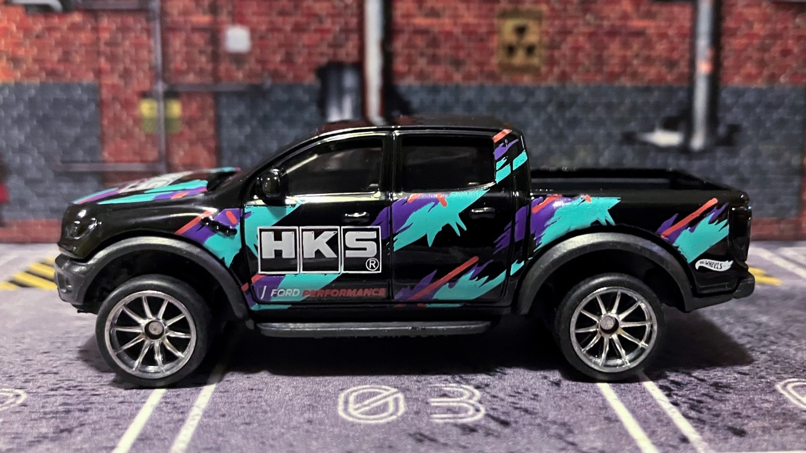 CUSTOM Black ’19 Ford Ranger Raptor • Chrome Real Riders • Hot Wheels • HKS