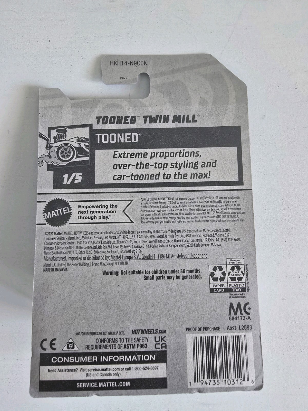 Hot Wheels Error Tooned Twin Mill Card Chrysler Pacifica Car SEALED W/ Protector