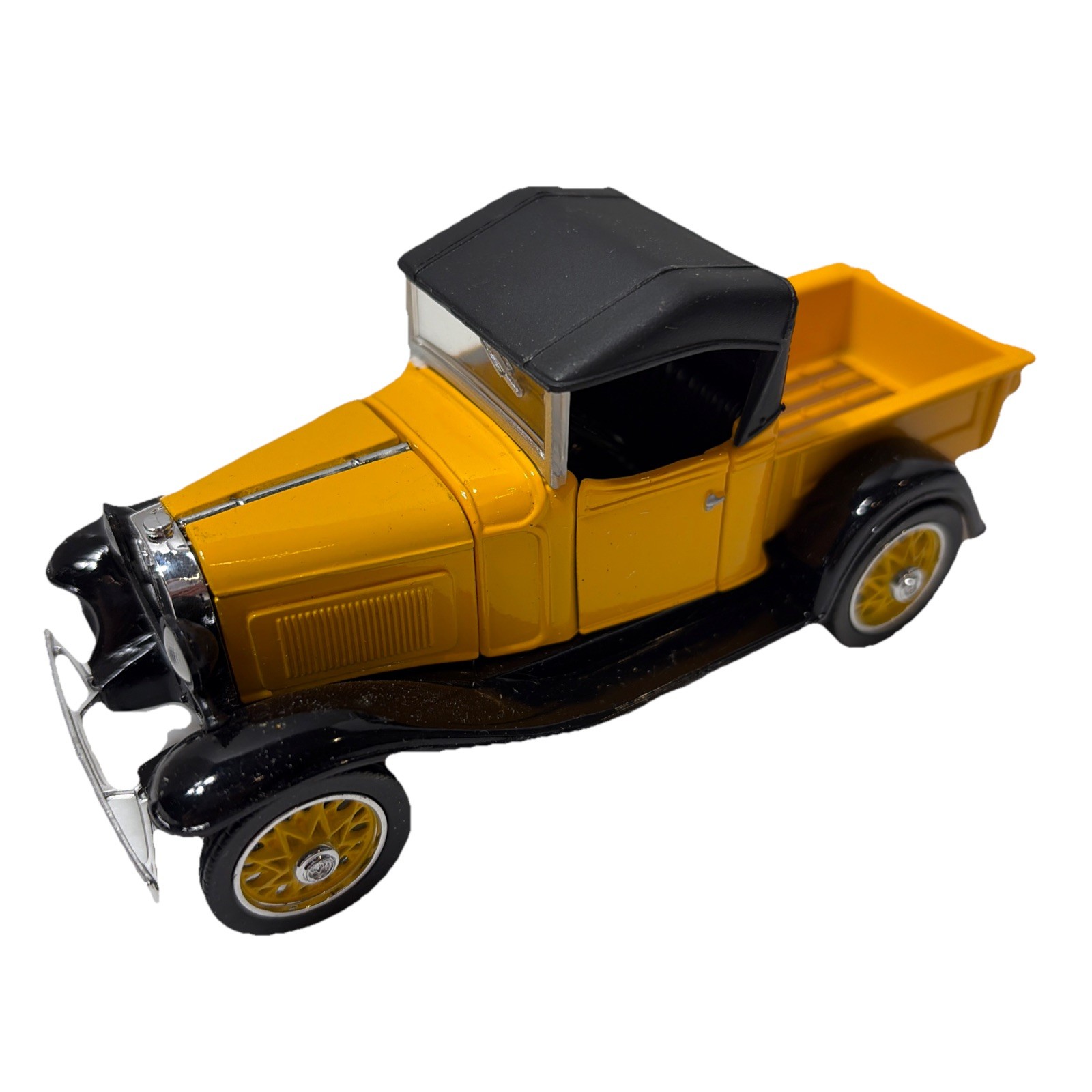 1932 Chevy Open Cab Pickup Diecast Yellow Black Vintage Car Collectible