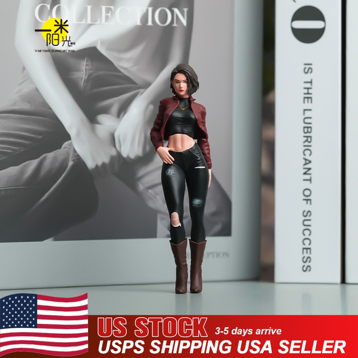 Miniature Figure Scene Props 1/18 Jacket Beauty Girl Diorama Resin Sculpt Model