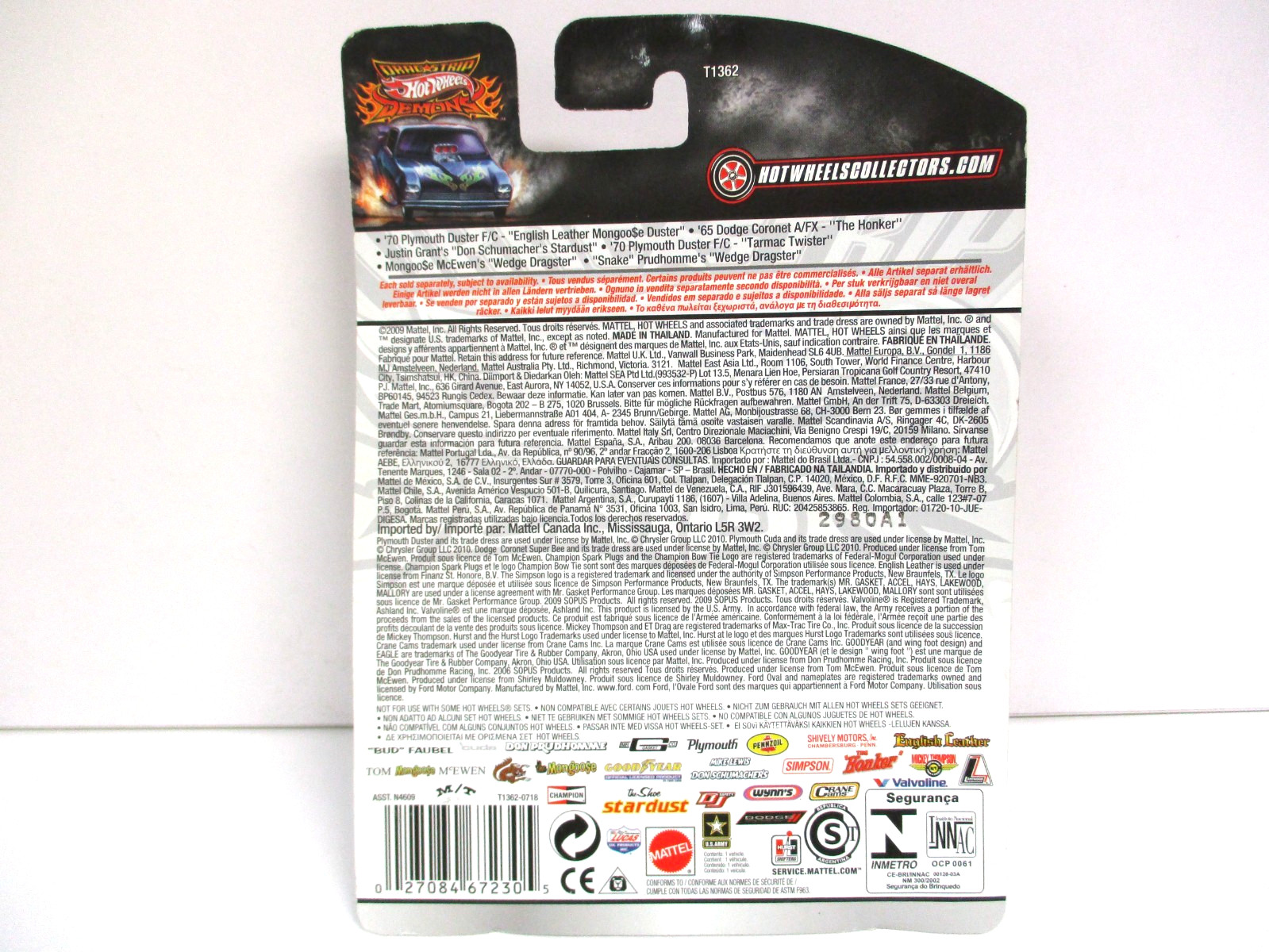 HOT WHEELS – DRAG STRIP DEMONS – DON “THE SNAKE” PRUDHOMME T/F WEDGE DRAGSTER