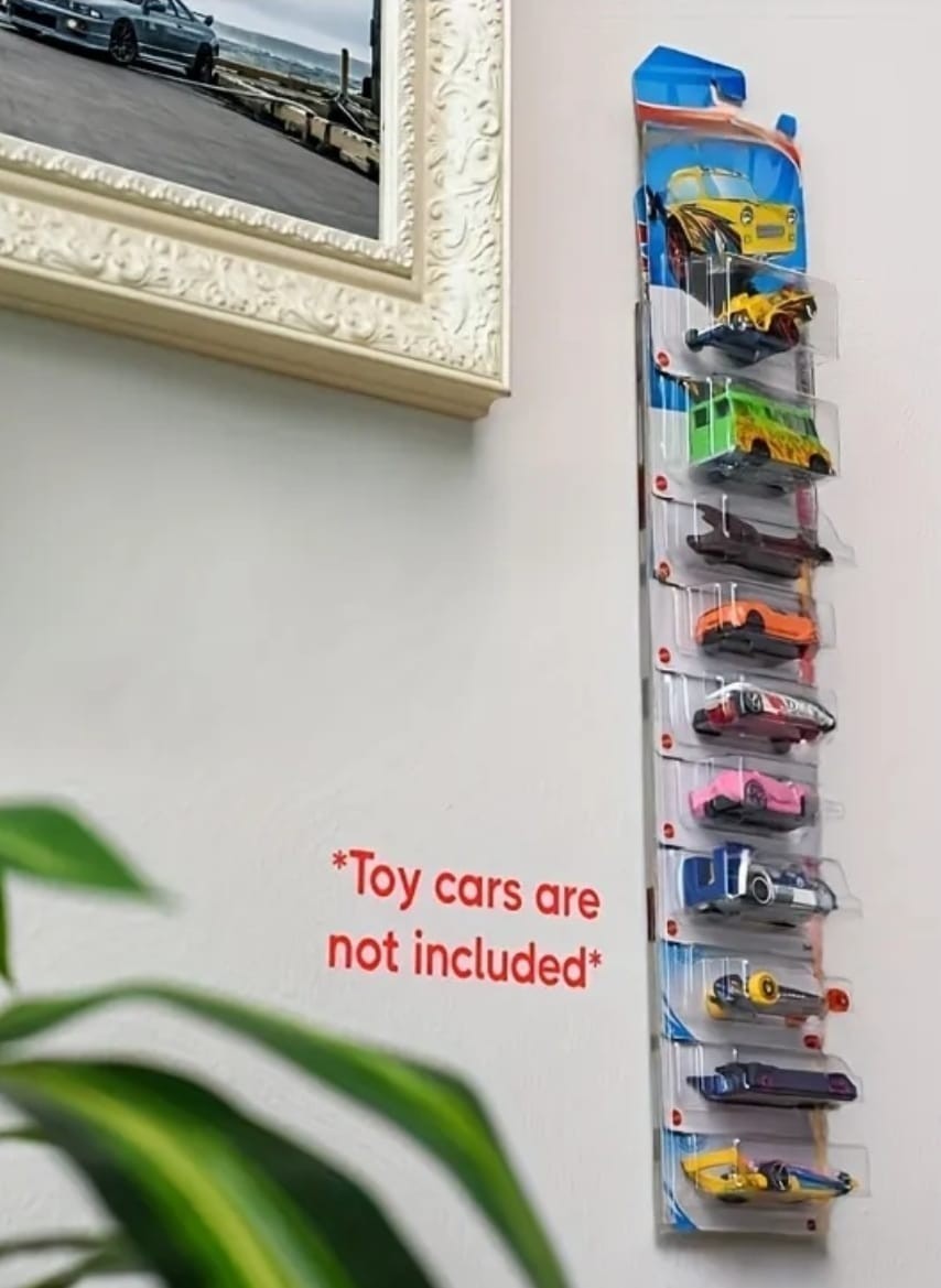 2pcs Car Display Case with Sliding Lid & Folded Edges – Transparent For Wall