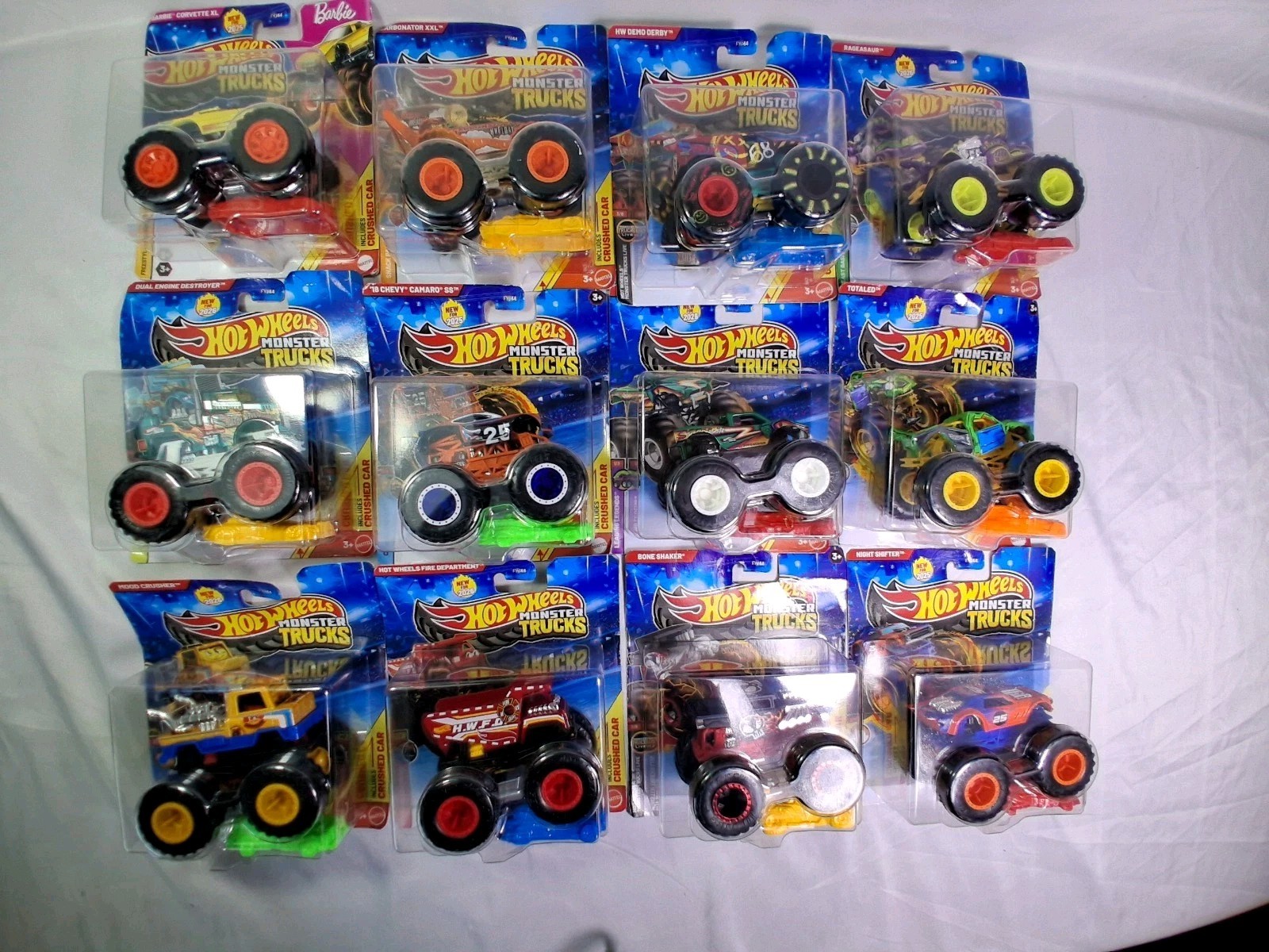 Lot of 12 Hot Wheels Monster Trucks Sealed Bone Shaker Fire Dept Camaro SS…