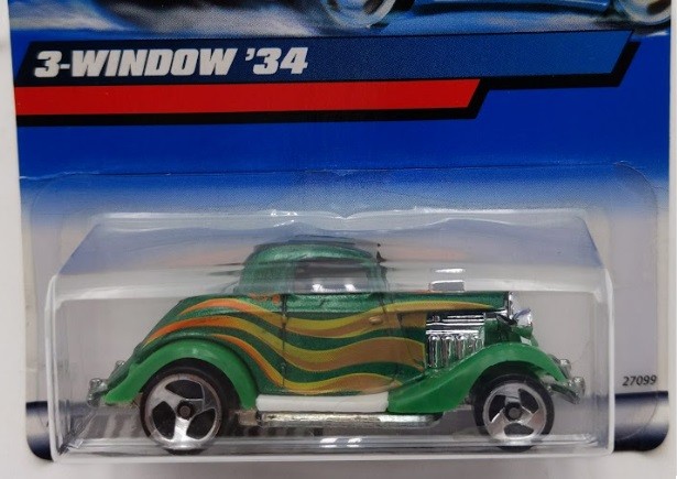 Hot Wheels 27099 1:64 Green 3-Window ’34 Diecast Metal & Plastic Parts