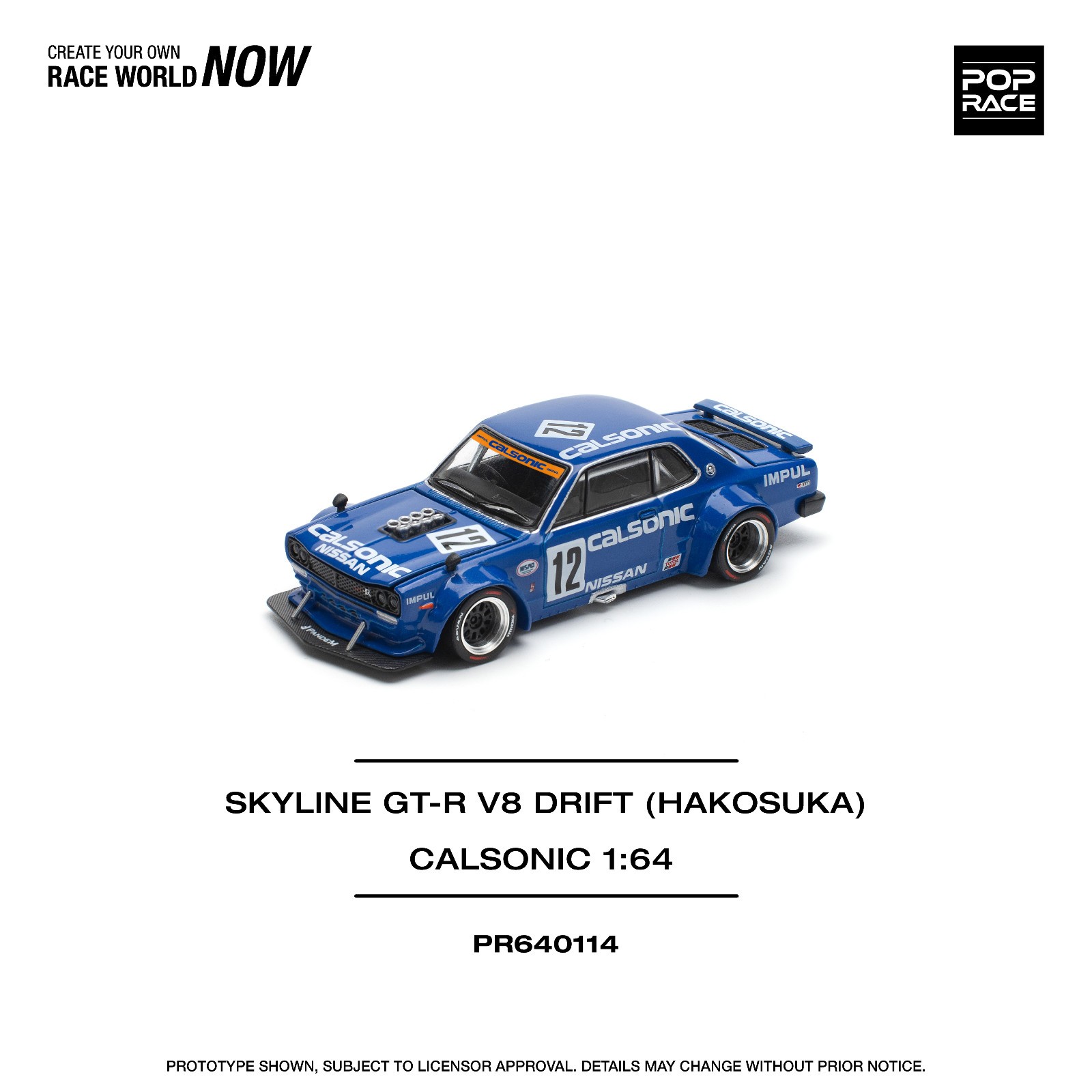 Pop Race Nissan Skyline GT-R V8 Drift (Hakosuka) – Calsonic 1:64 Car PR640114