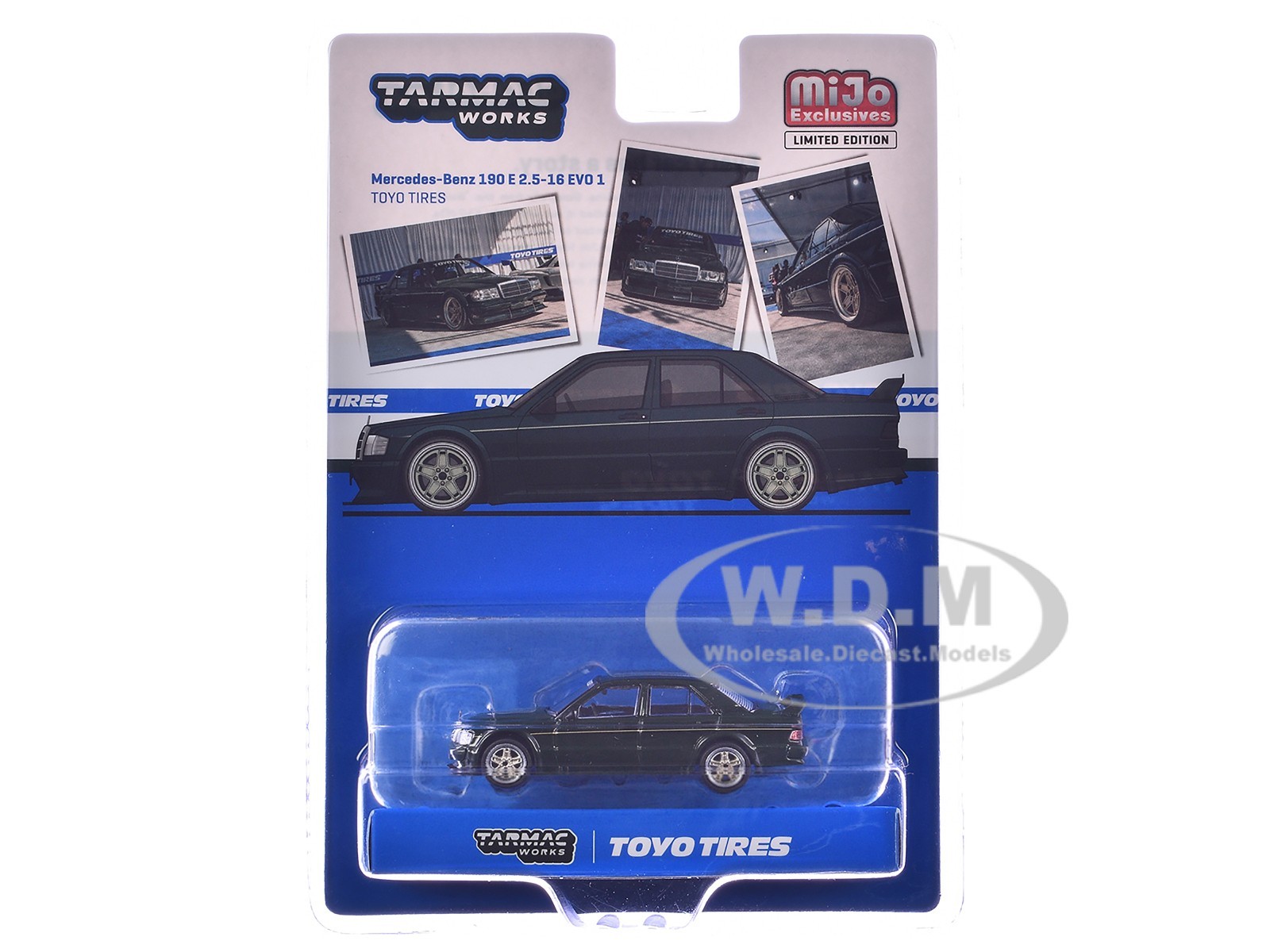 MERCEDES-BENZ 190 E 2.5-16 EVO 1 DARK GREEN 1/64 BY TARMAC WORKS T64G-057-TOYO