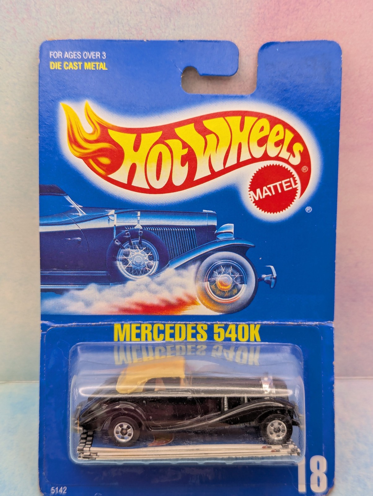 1990 Hot Wheels MERCEDES 540K #18 blue card🔥black;tan;bw🔥Speed Points🔥
