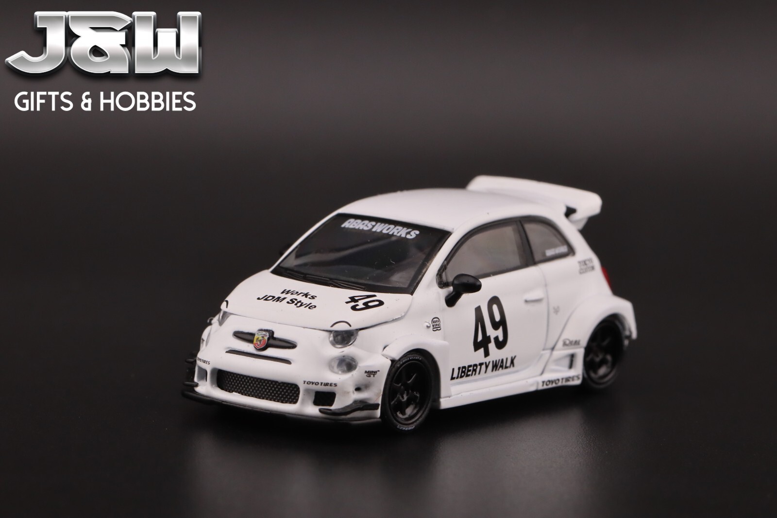 Mini GT LB-WORKS x Abas Works ABARTH 595 Gara White #809 1/64