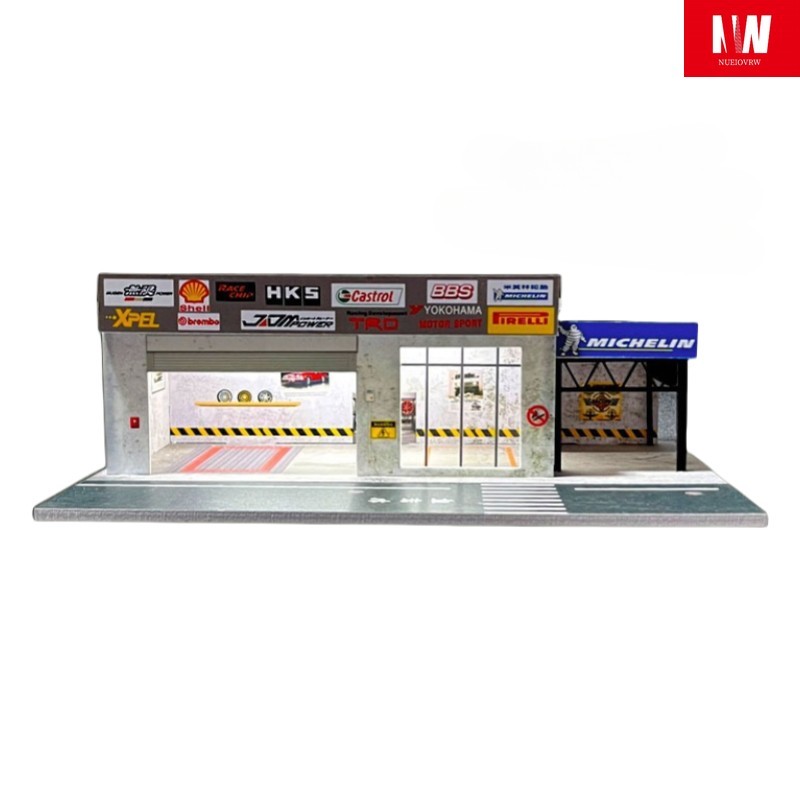 Diorama 1/64 Die-Cast Car Garage Model LED Car Display Collection Scene Gifts US