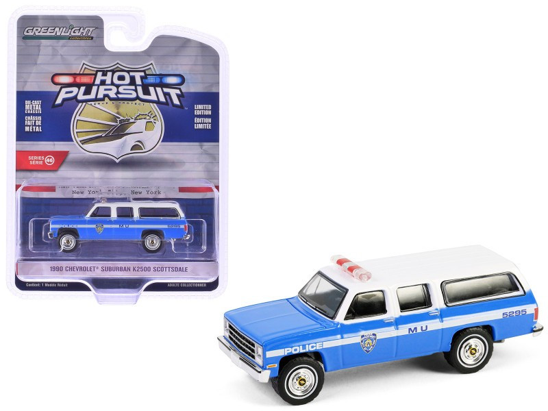 1990 CHEVROLET SUBURBAN K2500 SCOTTSDALE “NYPD” 1/64 DIECAST GREENLIGHT 43040 D