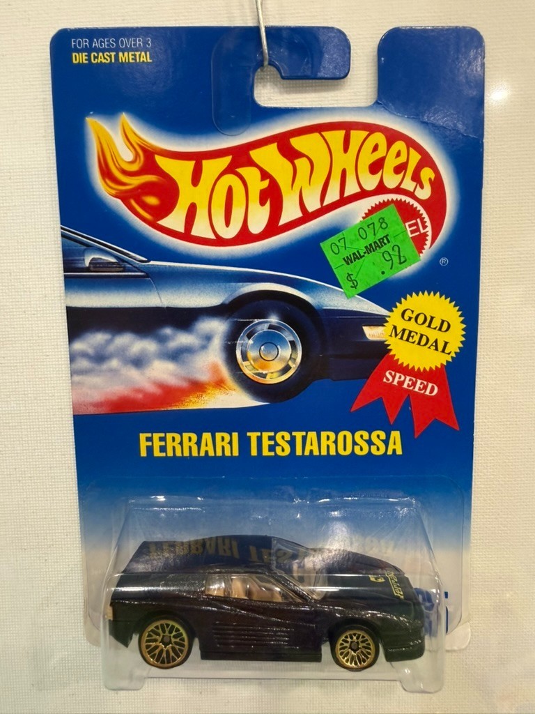 Hot Wheels Ferrari Testarossa Black/Tan 1997 #35 Gold Mesh Wheels 1991 – NOS