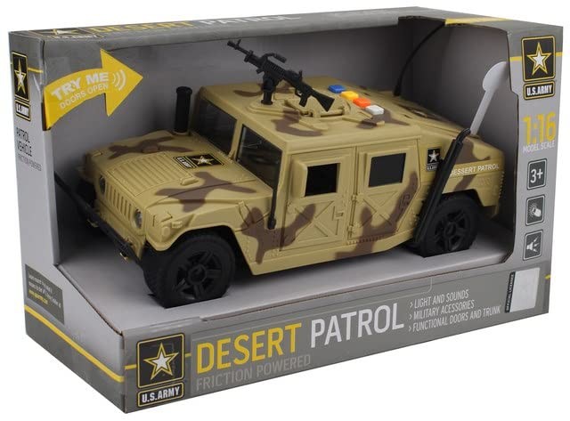 United States Army Friction Powered Military Humvee Toy, 1:16 Scale Model Arm…