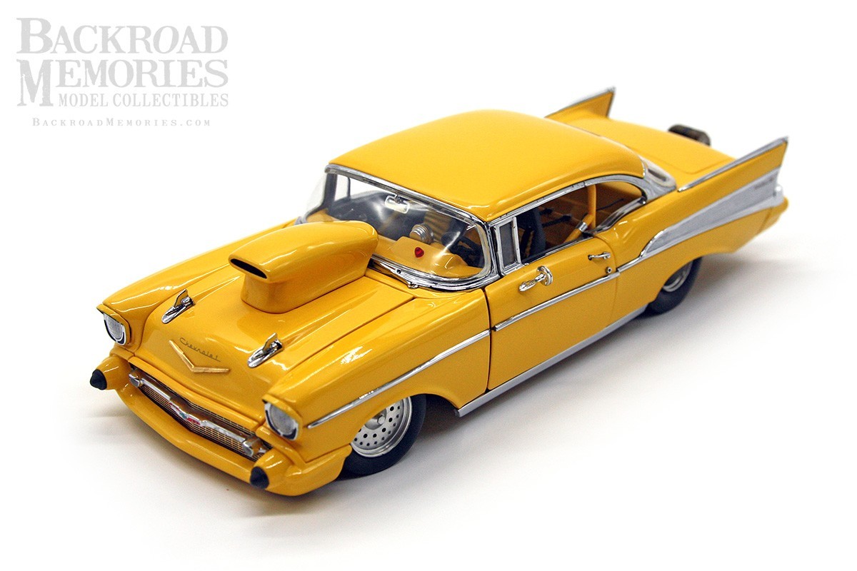 1957 Chevrolet Bel Air Pro Street Hardtop (1:24) Yellow Diecast (LOOSE), by DM
