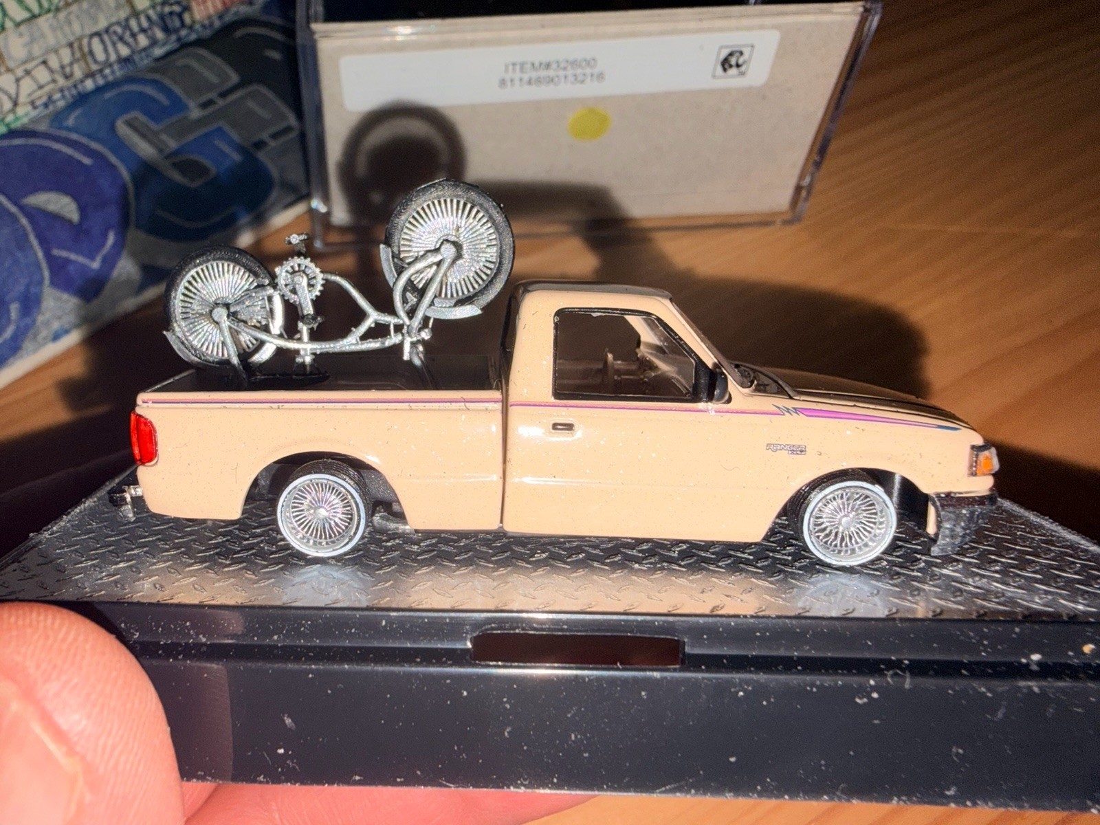 M2 Machines 1995 Ford Ranger XLT Tan Limited Edition Wheel Swapped With Bike