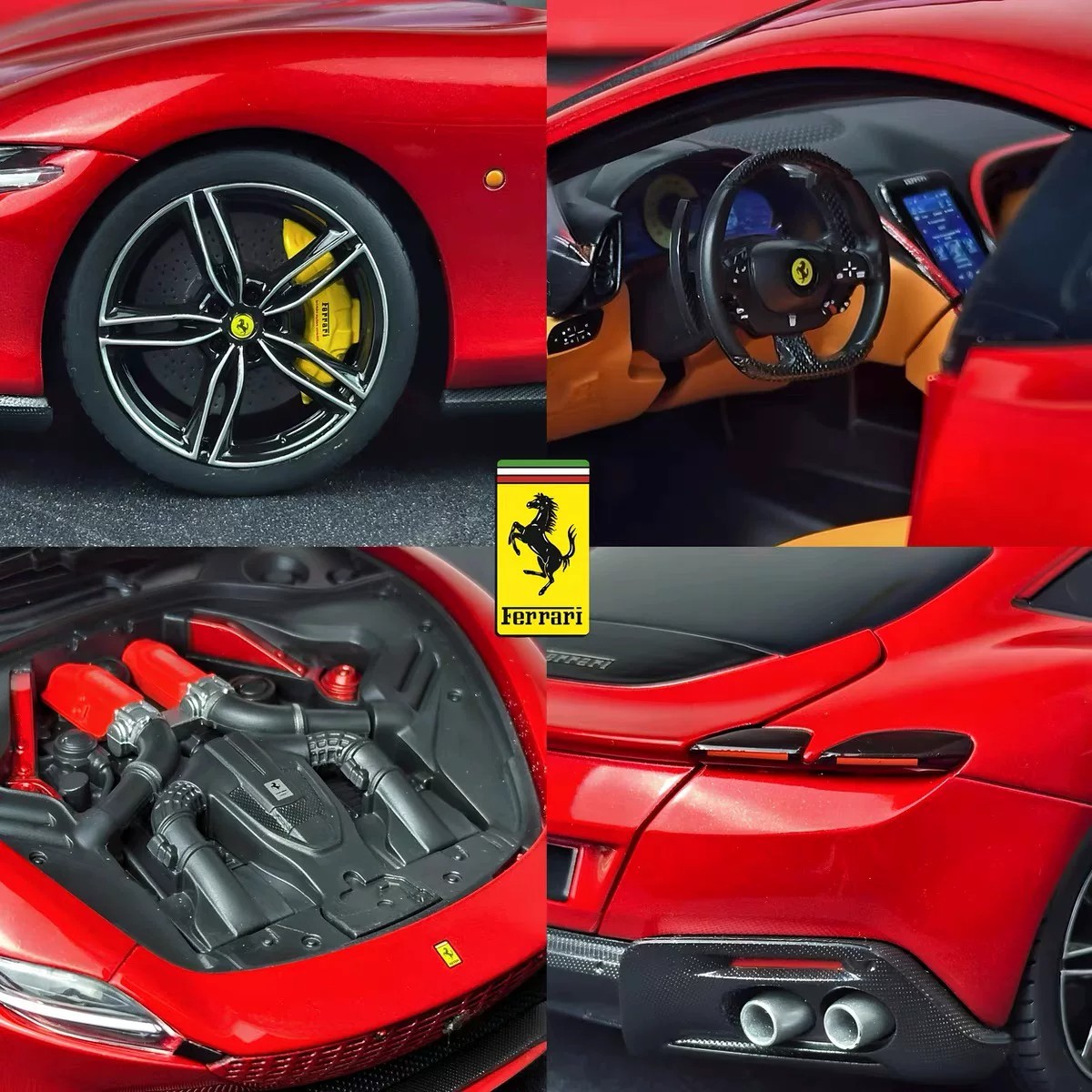 Bburago 1:18 Ferrari Roma Rosso Corsa Red Diecast Model Car Gift Box Edition