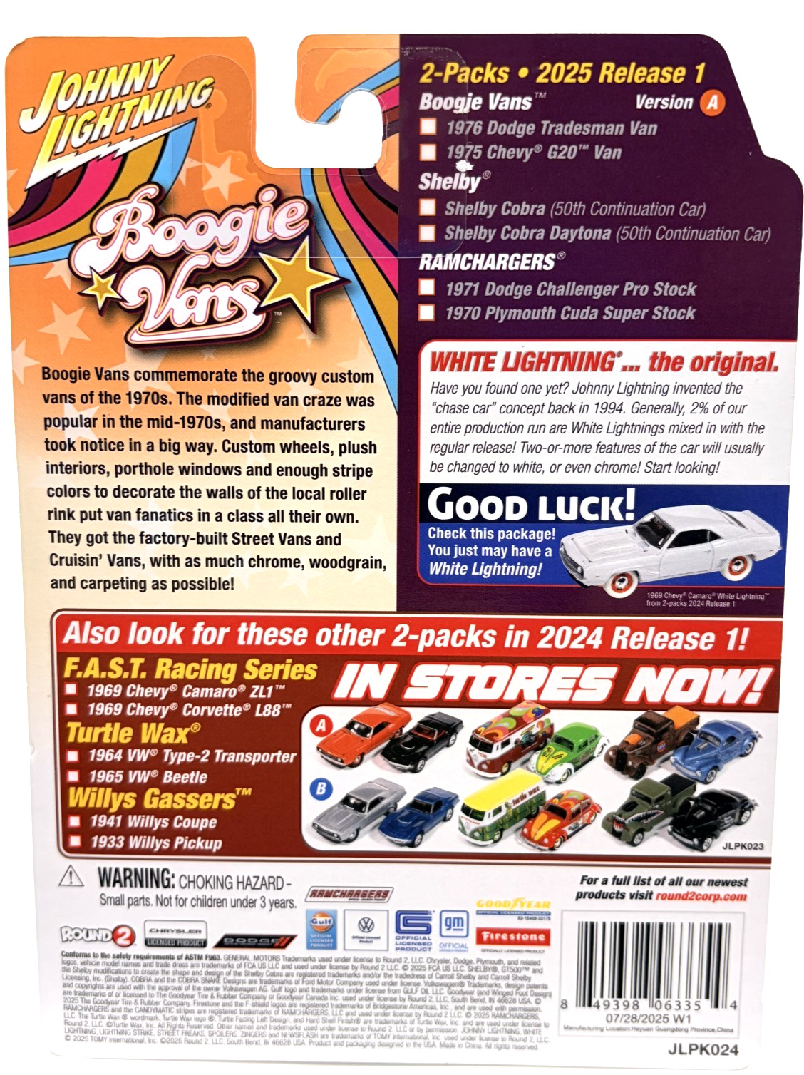 Johnny Lightning’76 Dodge Tradesman Van/’95 Chevy G20 Van Boogie Night 2 PK 1:64
