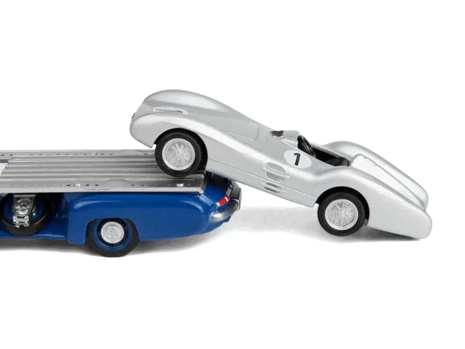 MERCEDES-BENZ RENNTRANSPORTER TRUCK BLUE & 1954 W196 SILVER 1/64 BY NOREV 311000