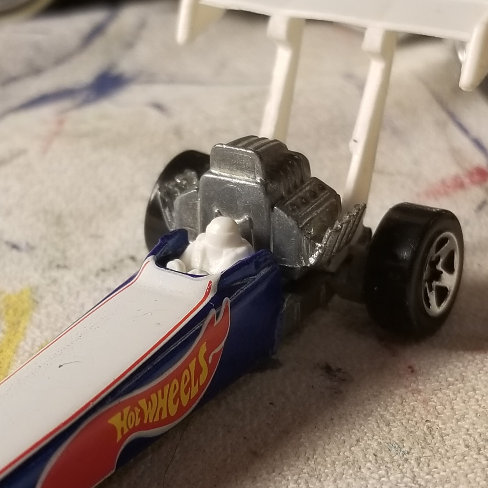 Hot Wheels Blue Race Team Dragster 1T/F w/5 Spoke Wheels Blue 1992 Malaysia