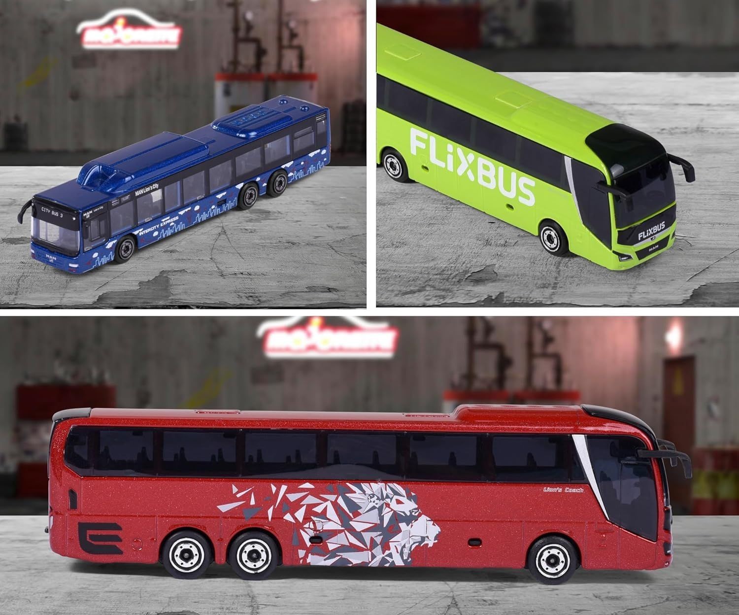 Set of 6 Majorette City Bus MAN City Lion’s Coaches C & L New UK Seller