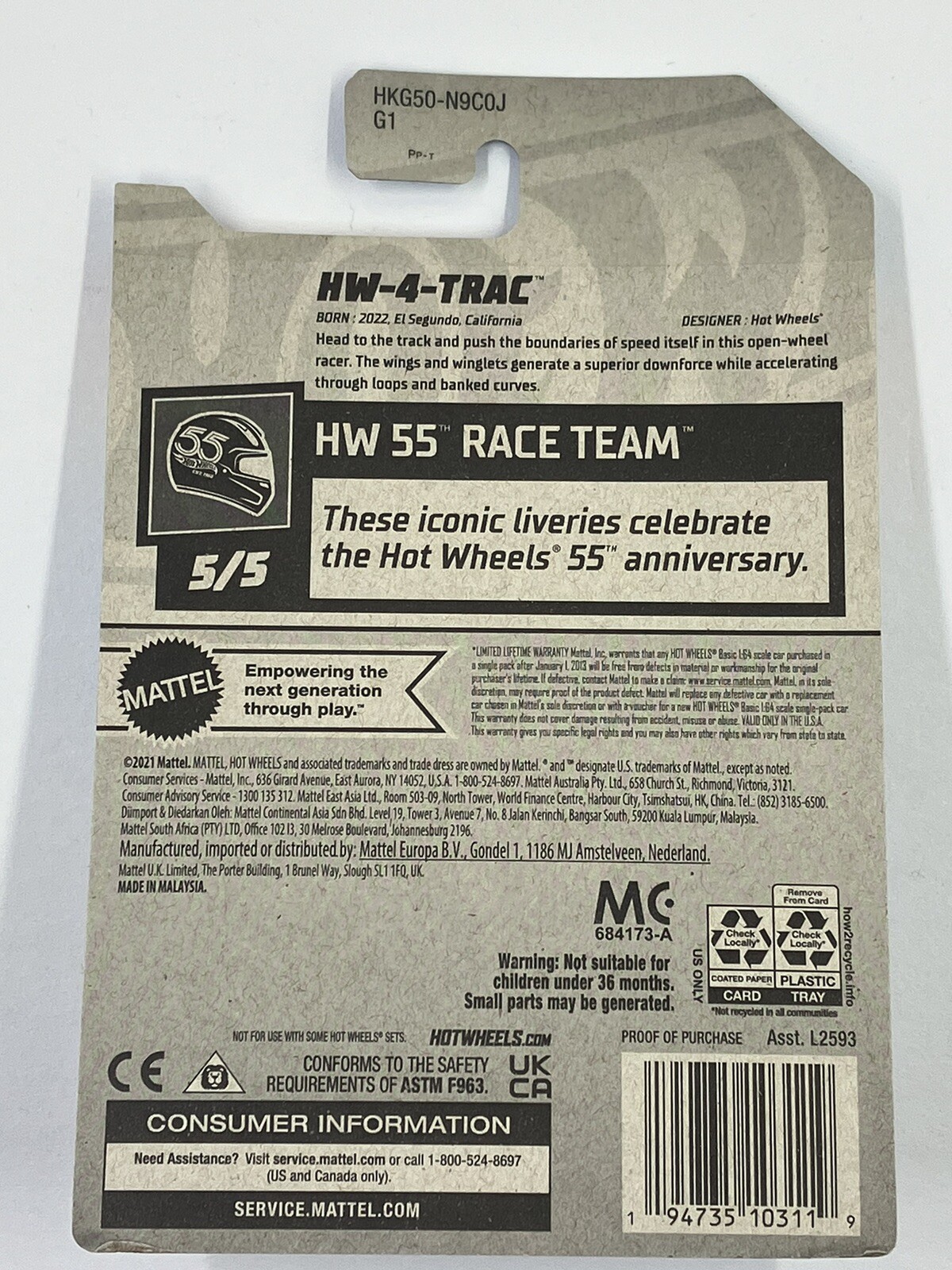 HOT WHEELS 2023 55TH RACE TEAM SERIES HW-4-TRAC (Blue)