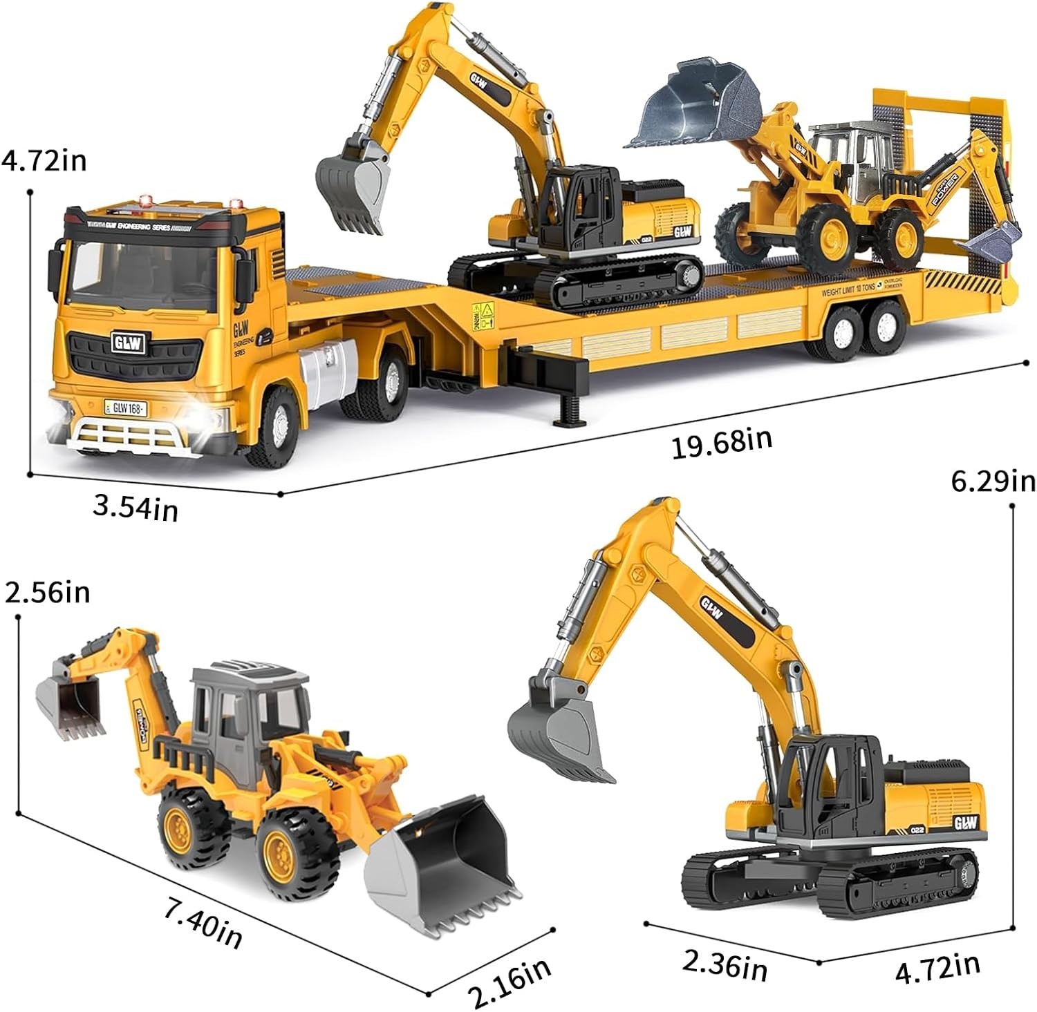 Construction Carrier Trucks Toy Set Alloy Inertia 1:40 1:55 Model Vehicles