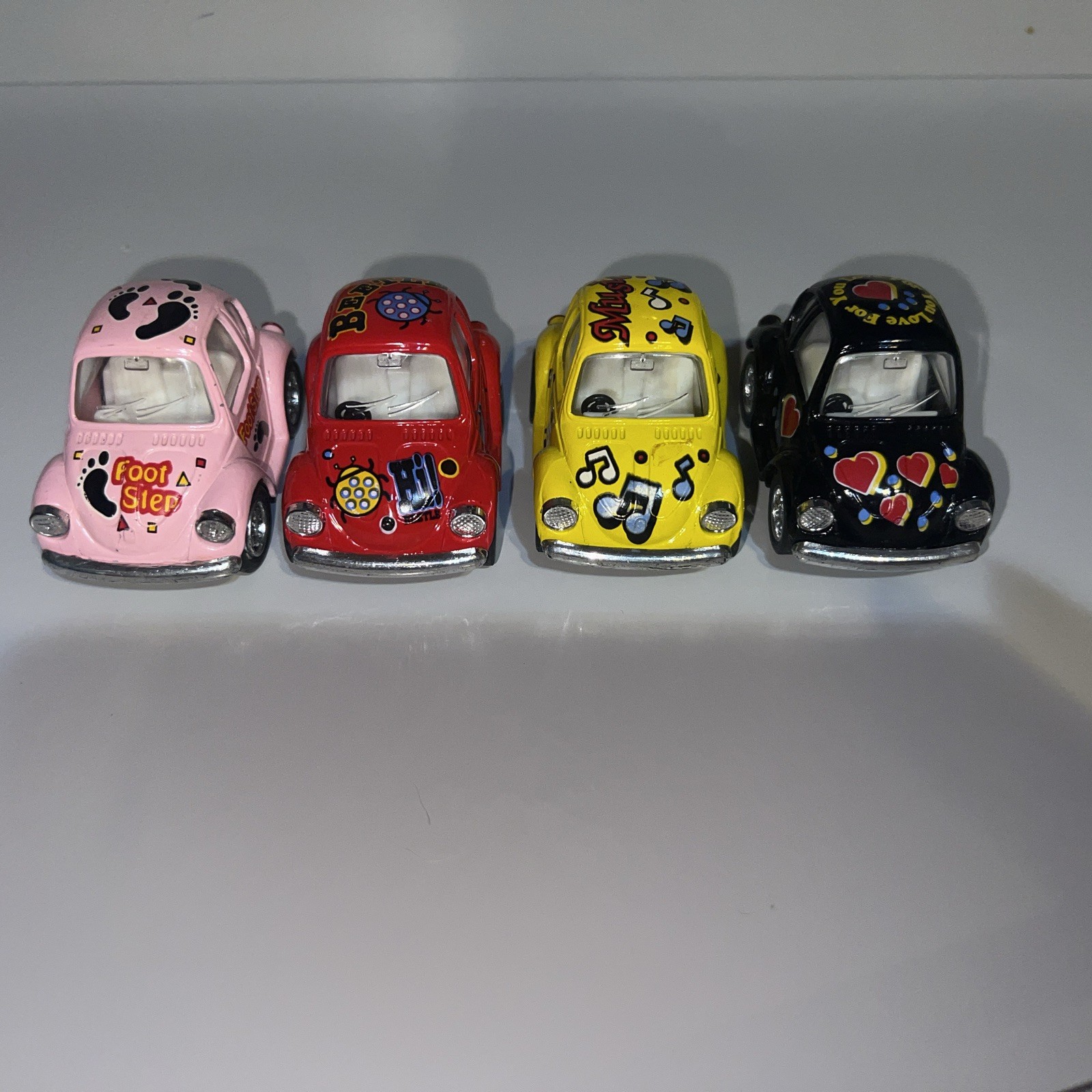 Vintage 1992 KinToy Pull Back Die Cast Metal Volkswagen Car Beetle Models Lot 4