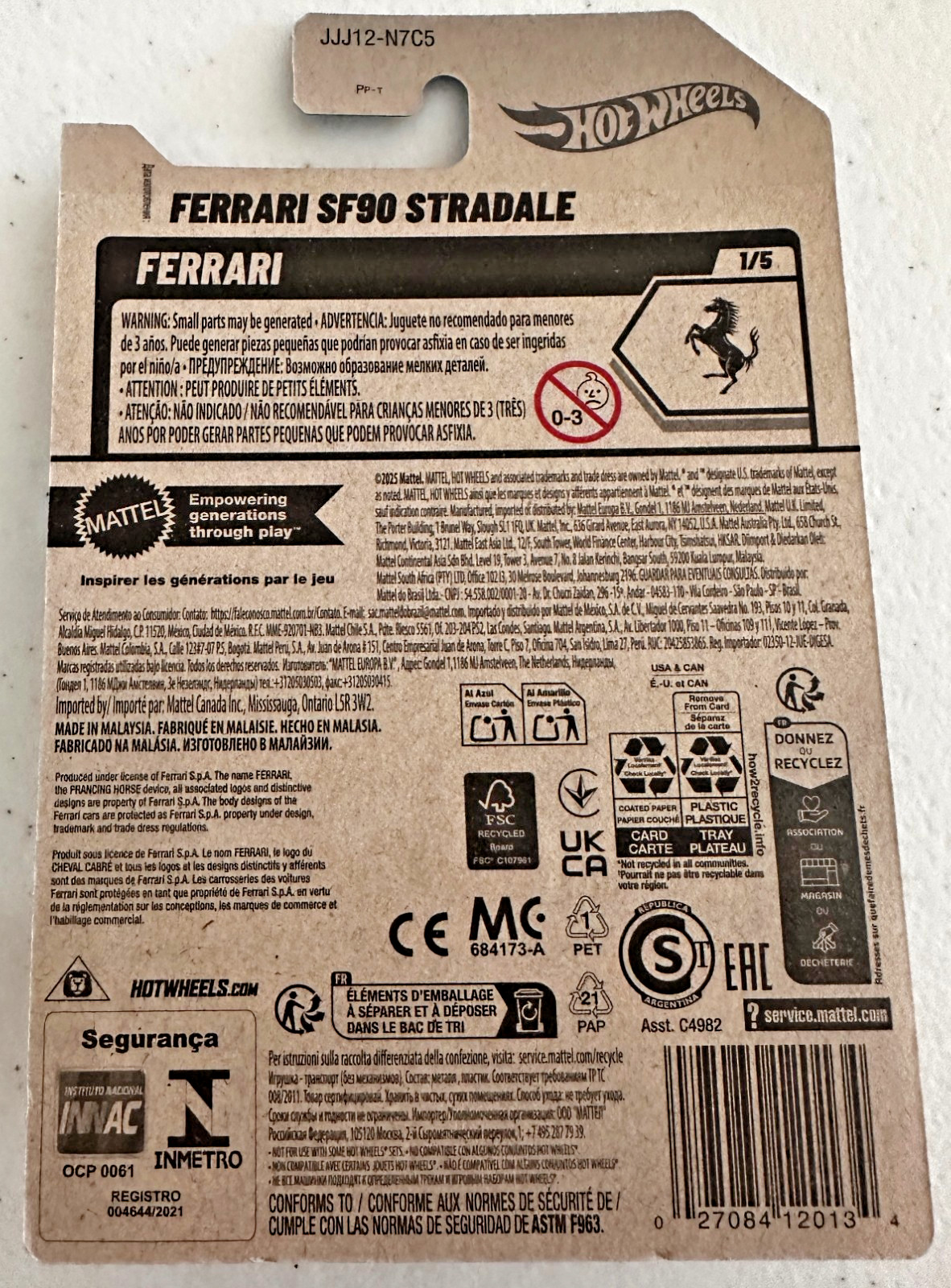 2026 Hot Wheels Basic Series Ferrari SF90 Stradale Rubber Tire Wheel Swap Carded