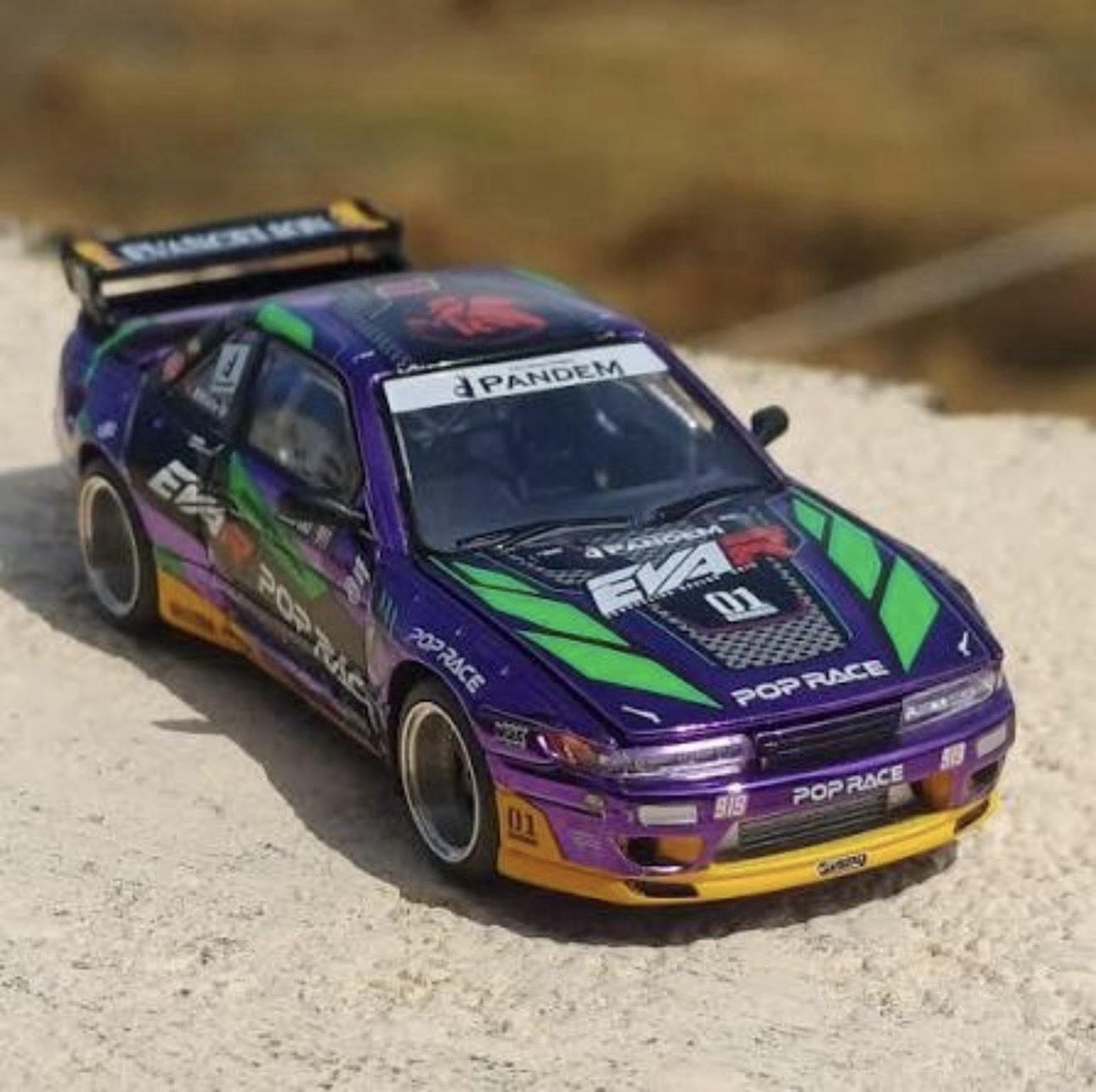 POP RACE 1:64 Nissan Silvia S13 EVA RT Test Type-01 Pandem – New Sealed Diecast