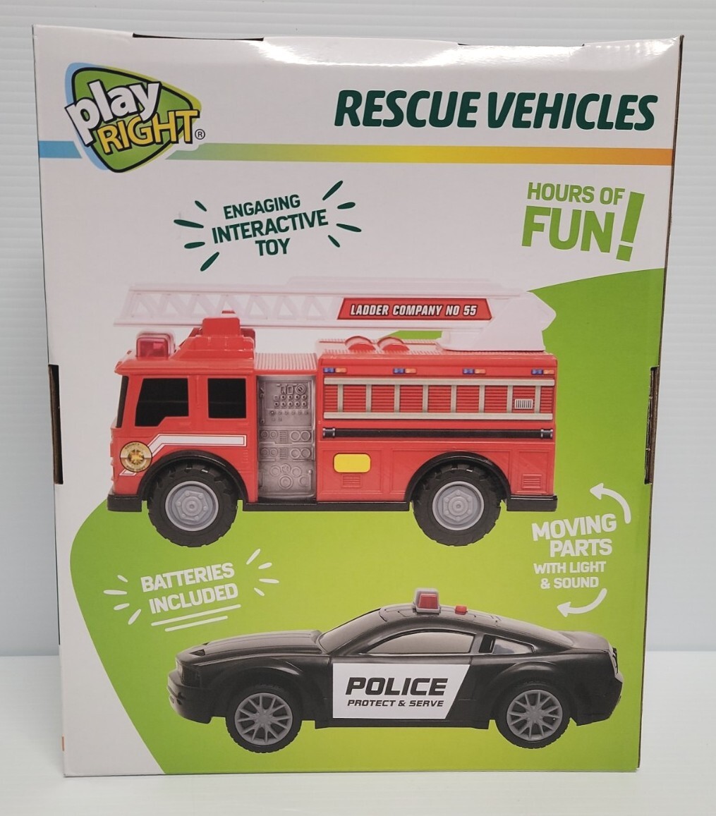 Play Right Rescue Vehicles Kids Toys Police & Fire NEW