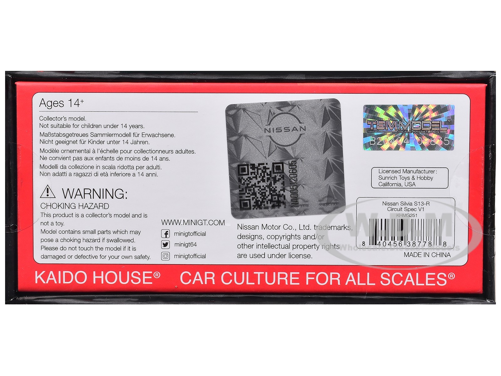 NISSAN SILVIA S13-R CIRCUIT SPEC V1 RHD “KAIDO HOUSE” 1/64 BY MINI GT KHMG251