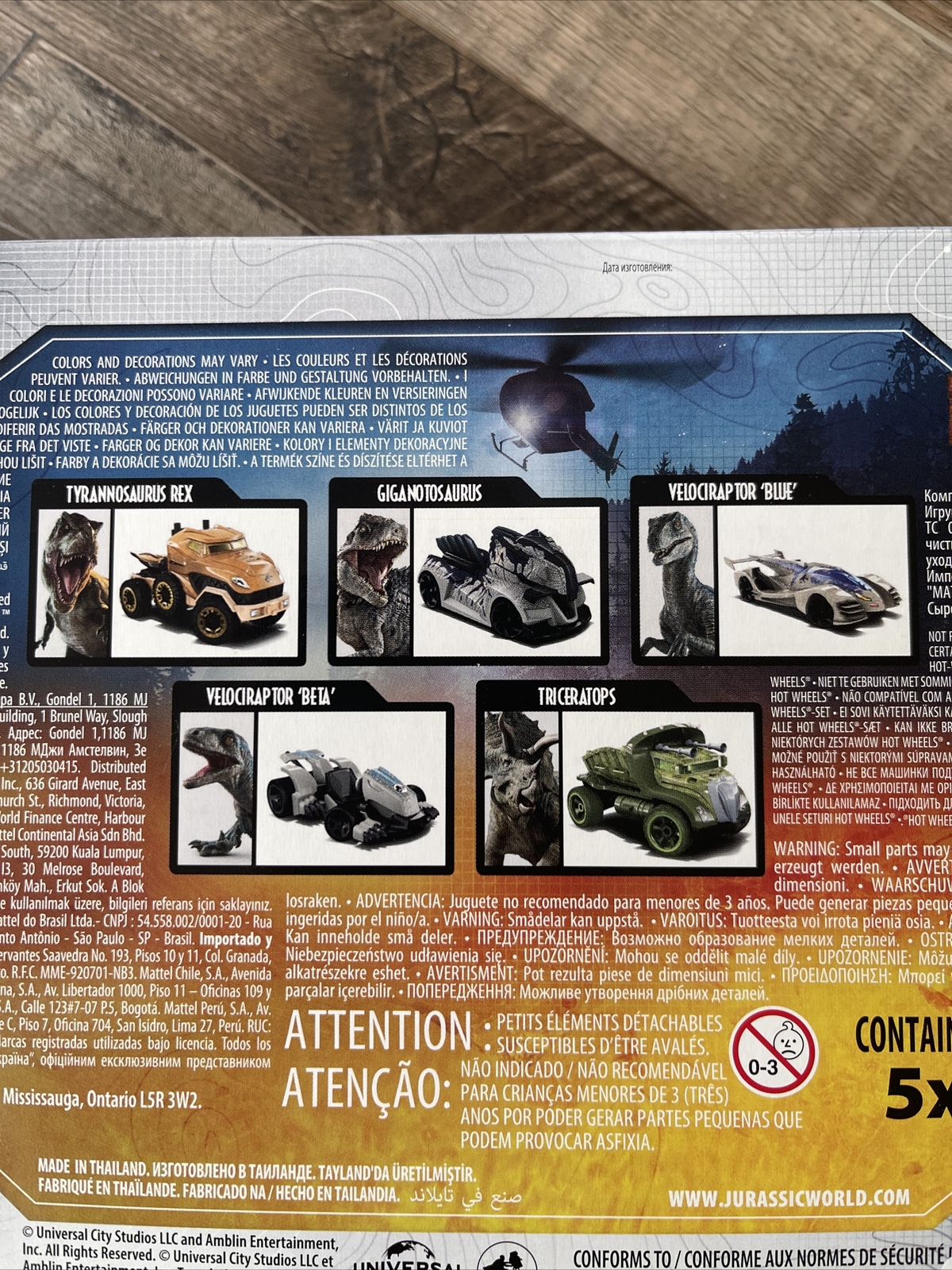 Mattel Hot Wheels Character Cars Jurassic World Dominion – 5 Cars Set New In Box