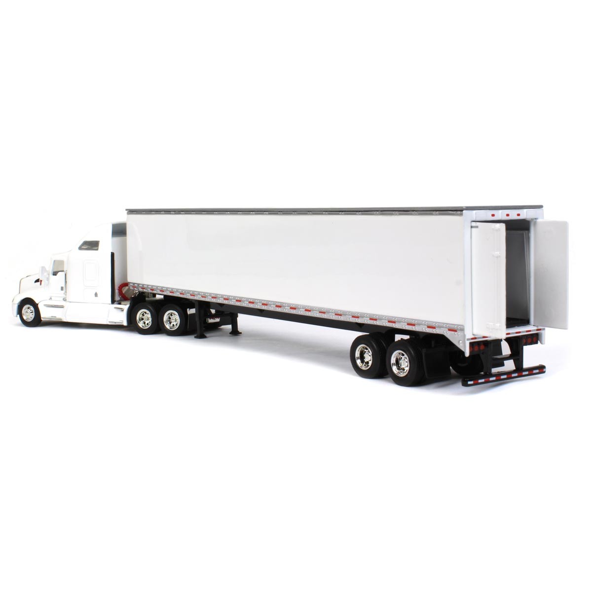 1/64 White Kenworth T660 Sleeper with Trailer with Double Rear Doors 37032
