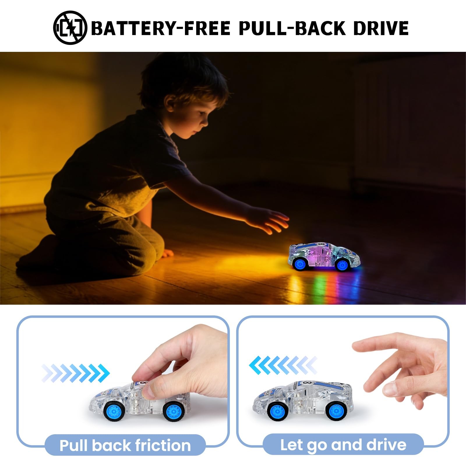 Race Cars Toys Light Up Toys Pull Back Cars Set 3 4 5 6 7 8 Years Party Gift