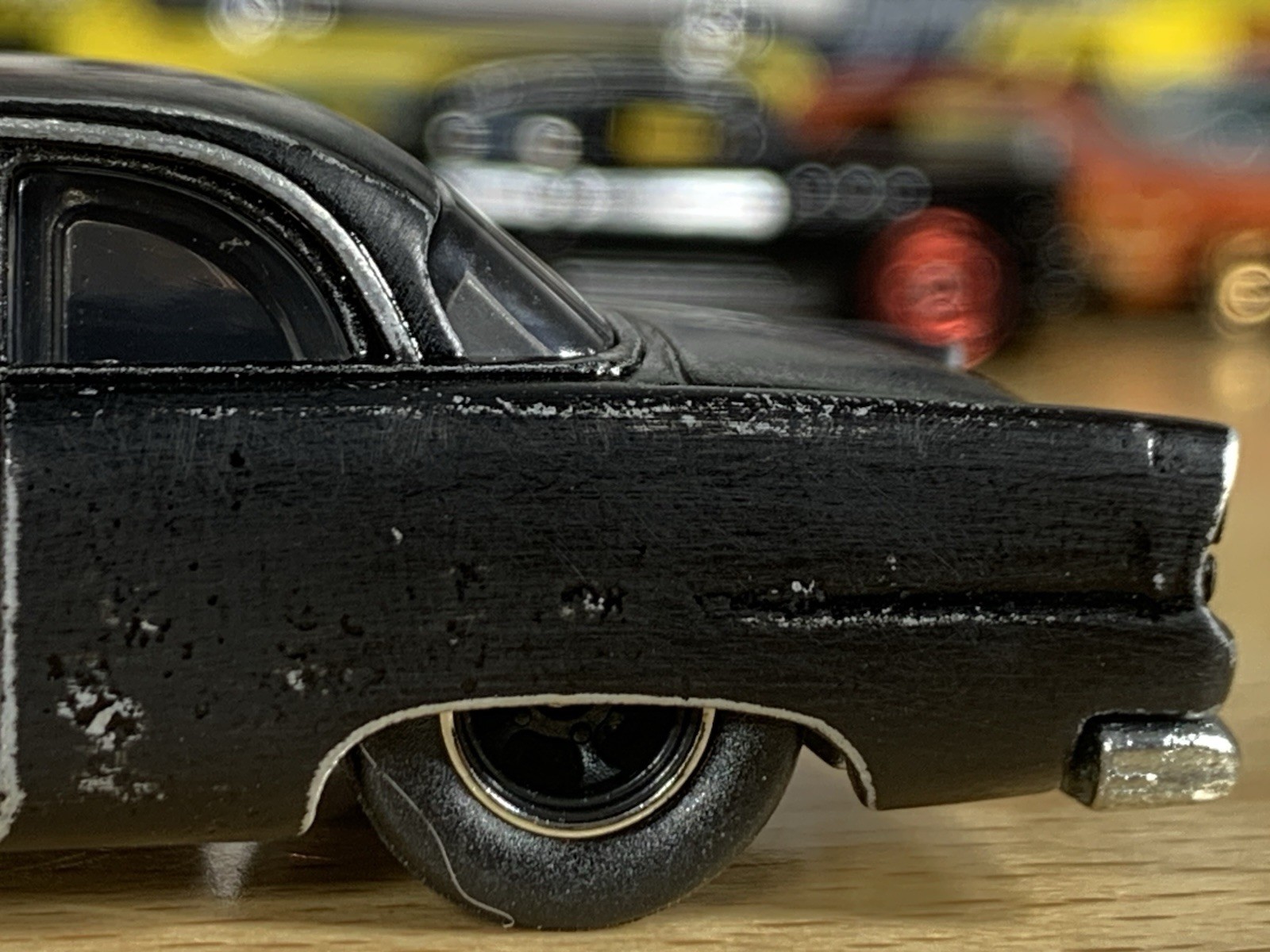 Hot Wheels Customized 1955 Plymouth Savoy Hot Rod Patina Matt Black Metal Base