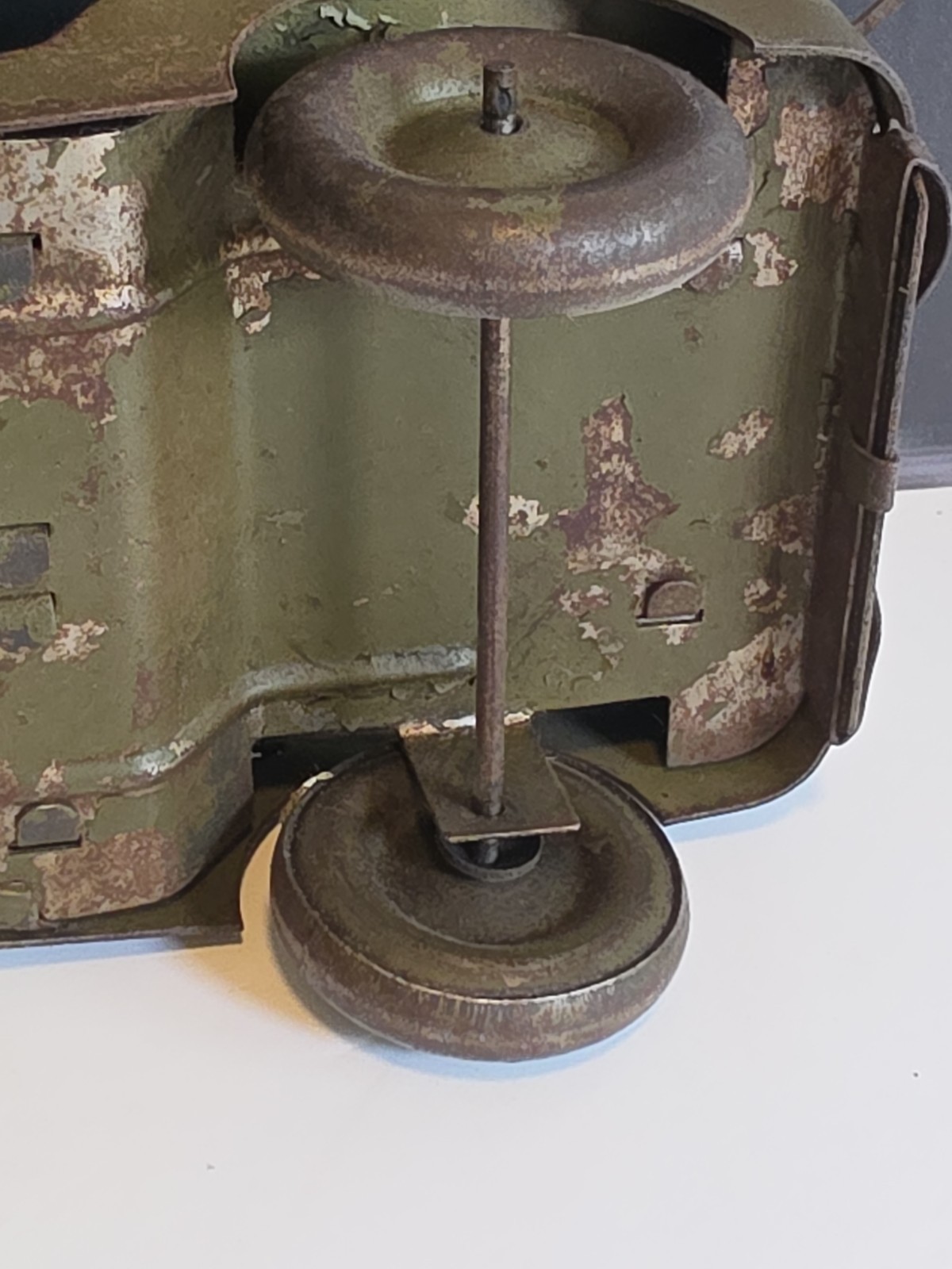 Vintage Pressed Steel Willys Jeep Military Toy w/ Driver France? 1940s 1950s