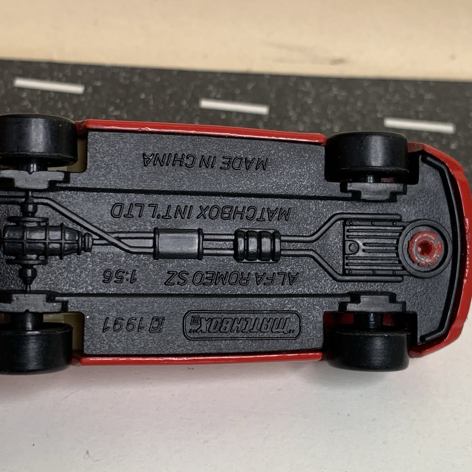 1990 Matchbox Superfast MB 15 Alfa Romeo SZ Red/Black Roof w/Tan Interior 1:64