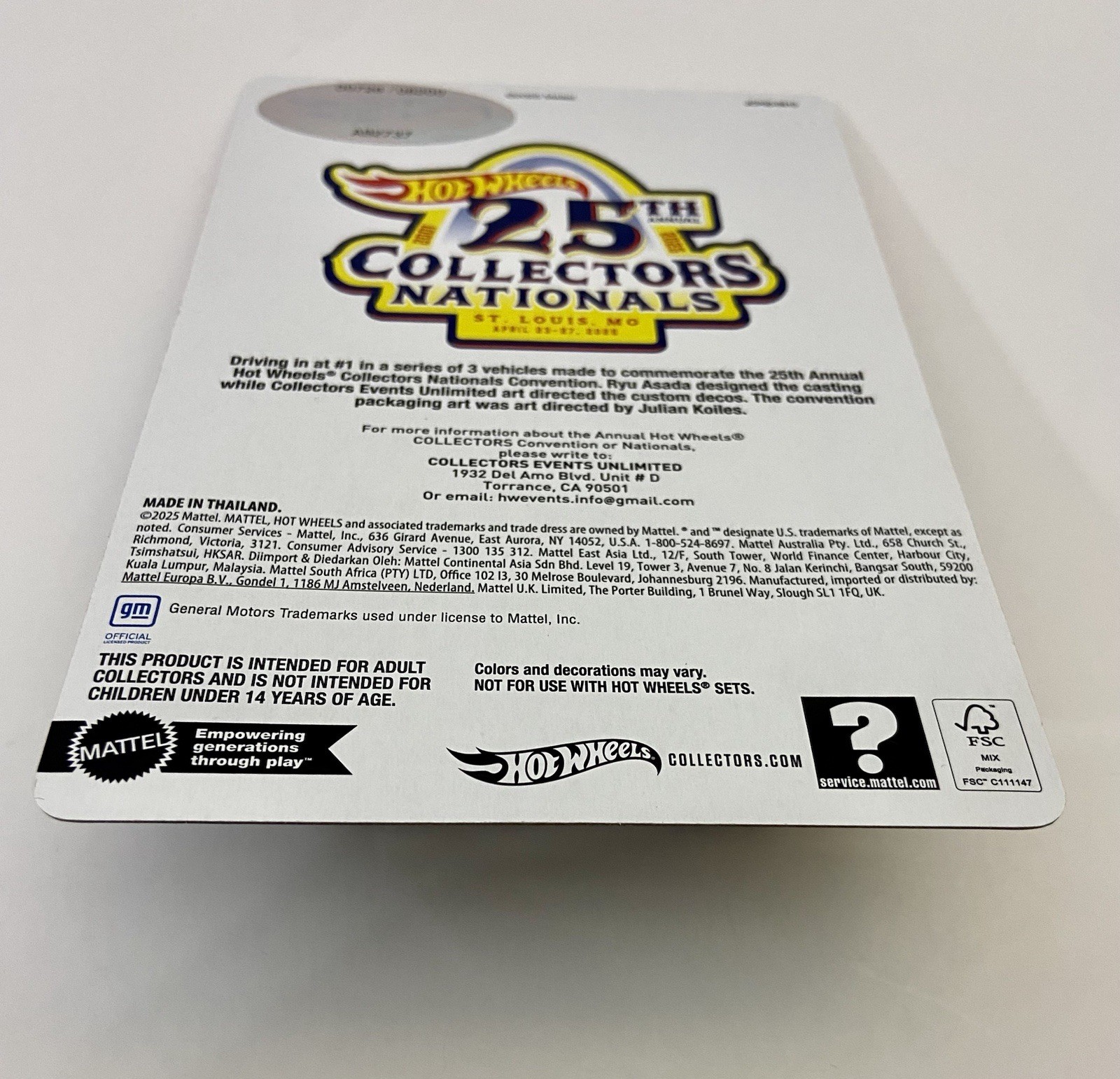 Hot Wheels 2001 25th Collection Nationals Corvette C8.r #00726/06200 low number