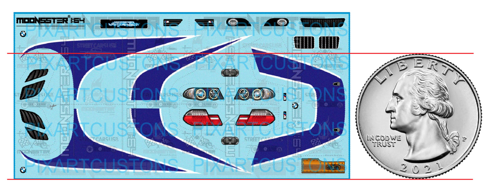 White Toner Water Slide Decal BMW M3 GTR Need For Speed Most Wanted For H-W 1/64
