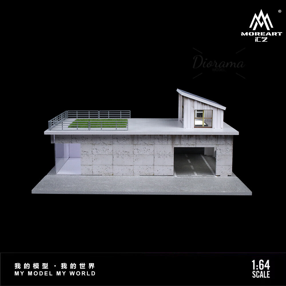 Diorama 1:64 Car Garage Model LED Lighting Sunroom Assembly Scene Building Model