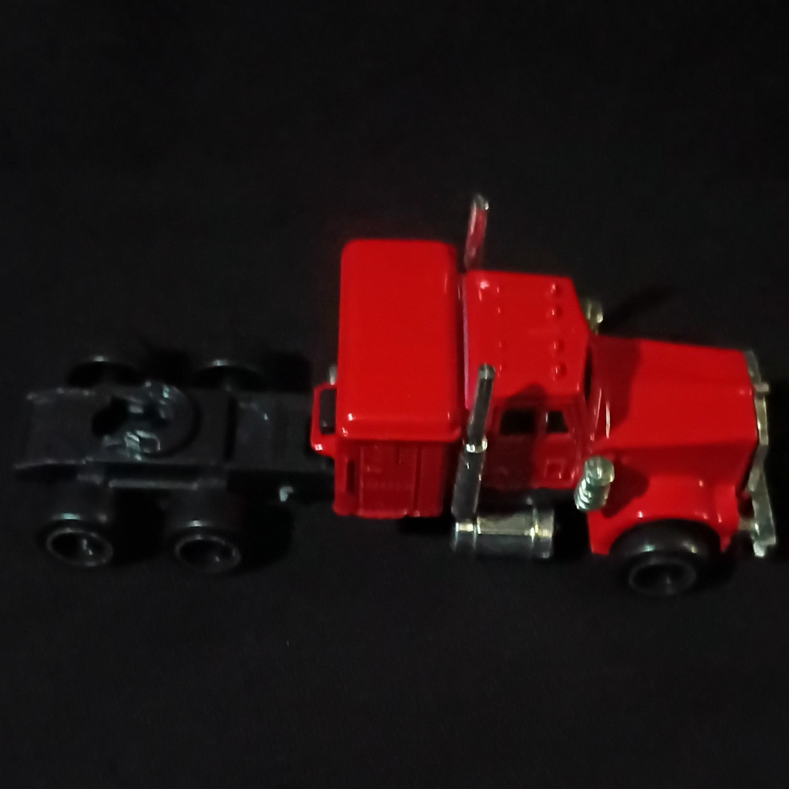 Red/Black Diecast-Style Toy Semi Truck Tractor Cab Unit Vehicle, Made in China