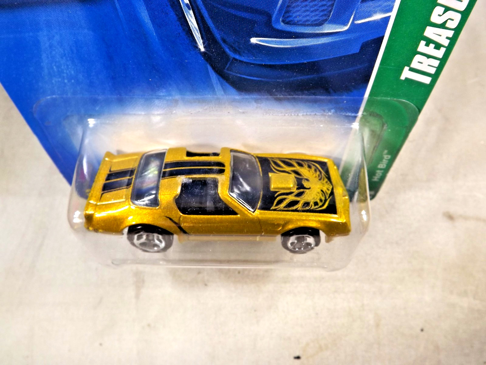 2008 Hot Wheels #165 Treasure Hunt 5/12 HOT BIRD Gold w/Chrome 5 Spoke Wheels