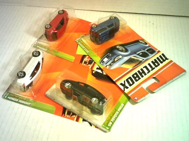 MATCHBOX NISSAN CUBE,TOYOTA PRIUS,HONDA INSIGHT,MAZDA 2= 4-CAR LOT, NEW, MIP