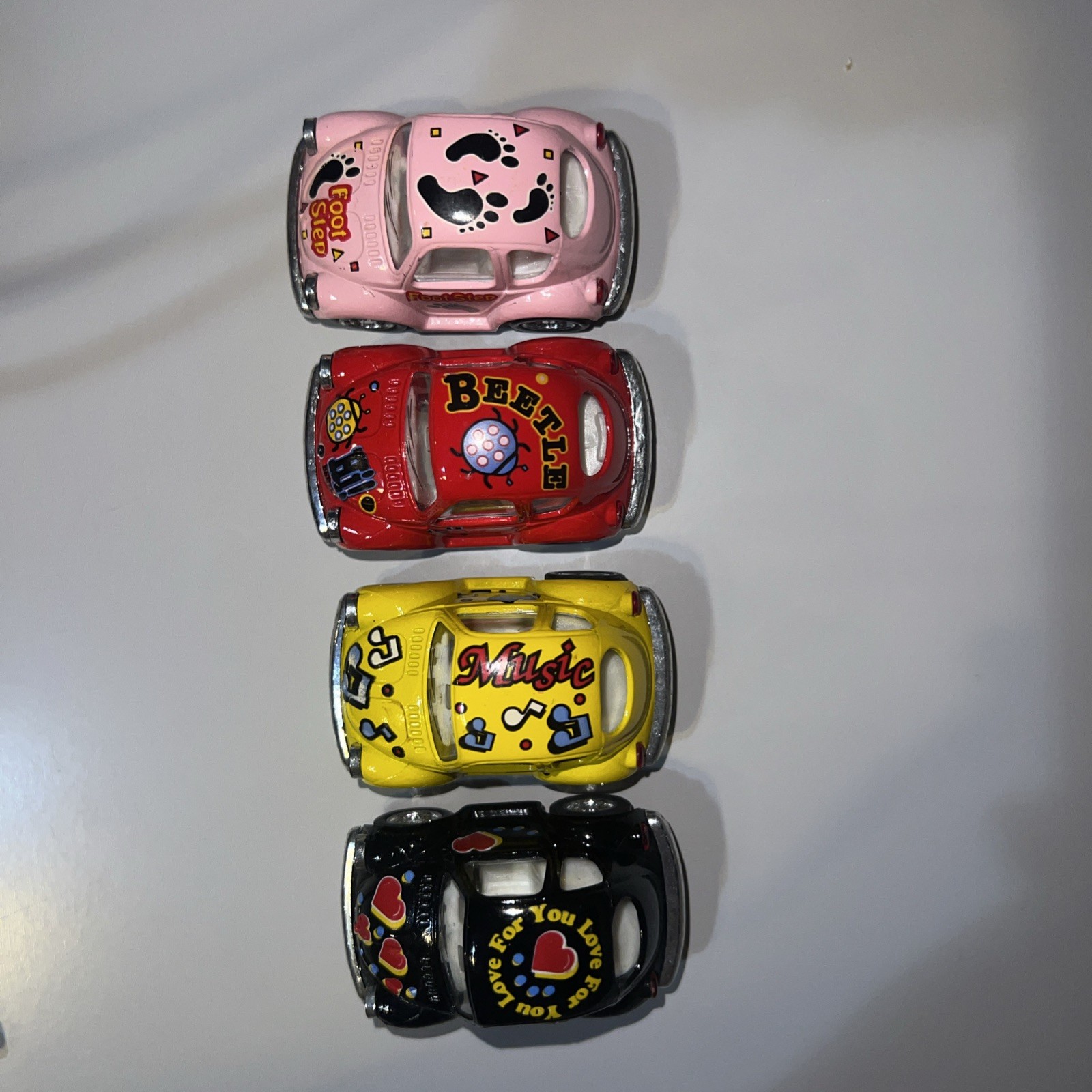 Vintage 1992 KinToy Pull Back Die Cast Metal Volkswagen Car Beetle Models Lot 4