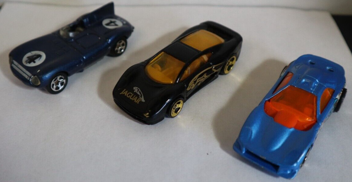 VTG Hot Wheels 1992 Jaquar Black 1998 Jaquar Blue 1996 Callaway Blue Lot of 3