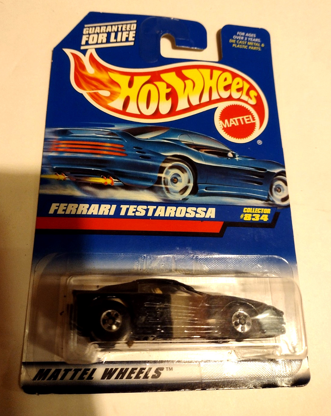 New Mattel Hot Wheels 1997 Ferrari Testarossa #834 Black Tan Interior Car